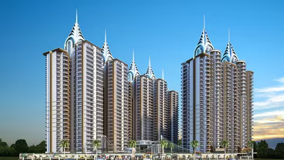 1595 sq ft 4BHK apartment in MIGSUN TWINZ, ETA-2, Greater Noida with gym, swimming pool, jogging track, and children's play area.